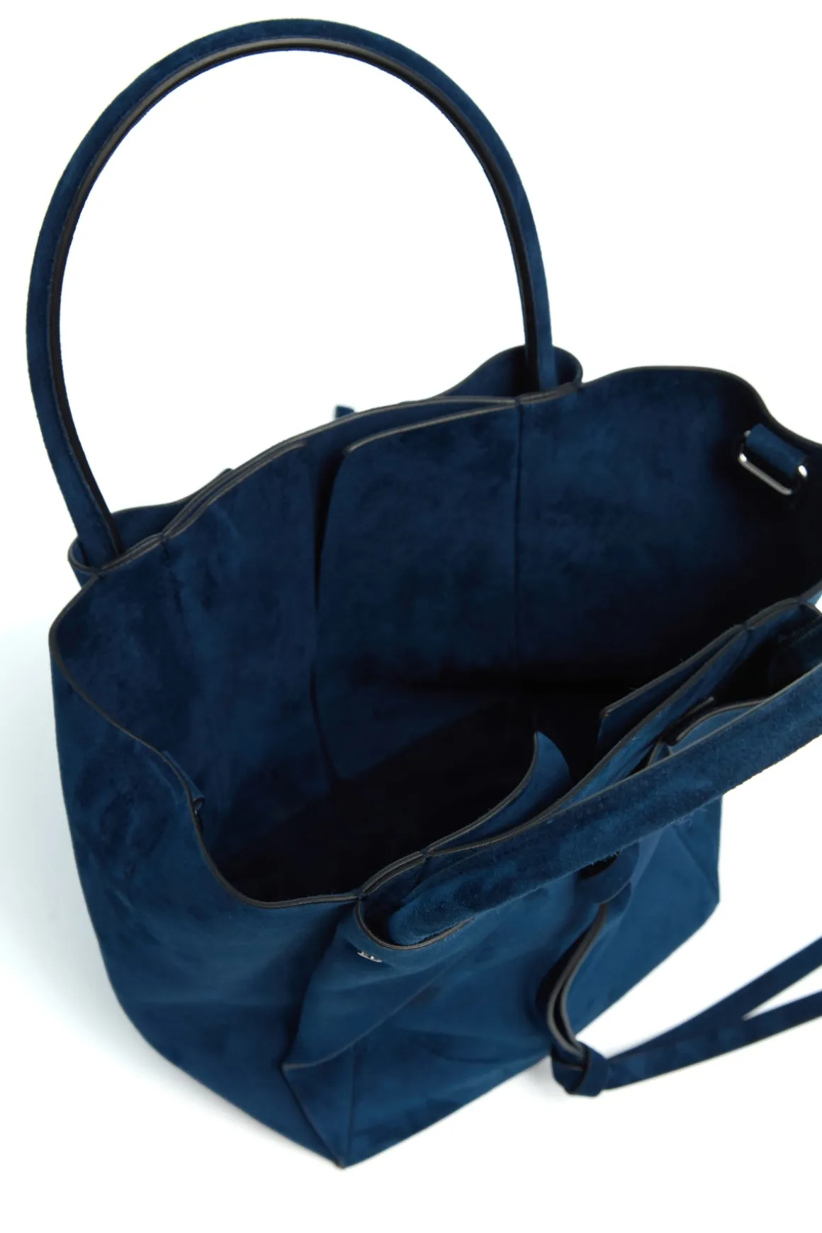 Small Marija Tote Bag in Navy Suede