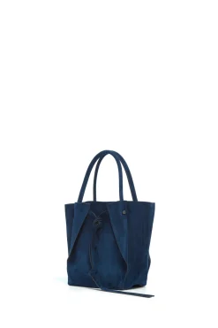 Small Marija Tote Bag in Navy Suede