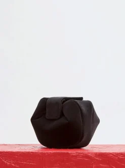 Soft Demi Clutch in Black Cotton Velvet