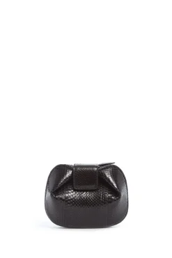 Soft Demi Clutch in Black Snakeskin