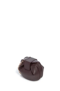 Soft Demi Clutch with Chain in Bordeaux Nappa Leather