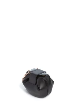Soft Demi Clutch with Chain in Black Nappa Leather