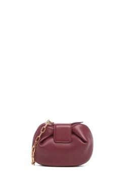 Soft Demi Clutch with Chain in Bordeaux & Fuchsia Nappa Leather