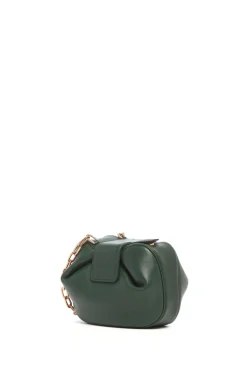 Soft Demi Clutch with Chain in English Green & Fluorescent Green Nappa Leather