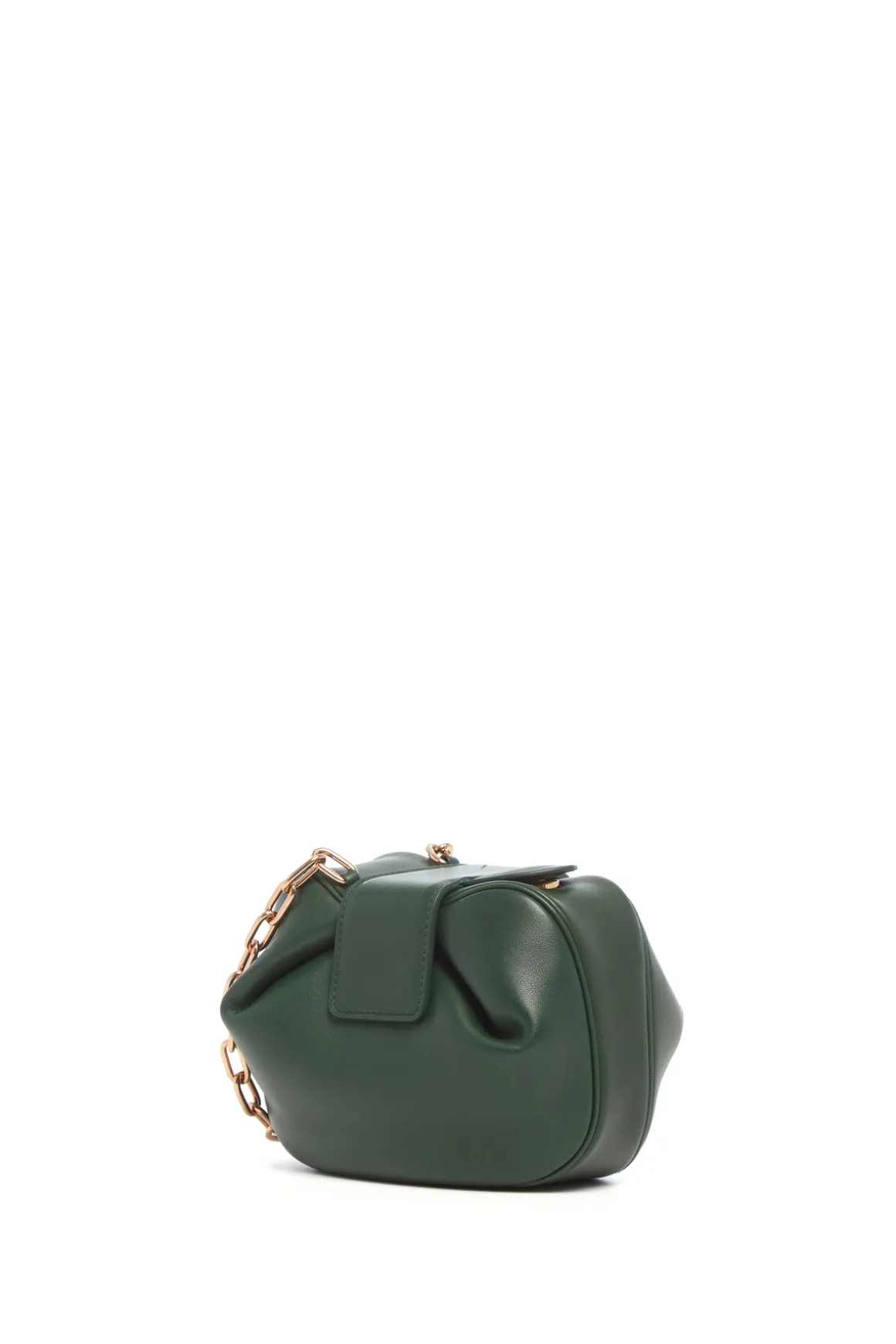 Soft Demi Clutch with Chain in English Green & Fluorescent Green Nappa Leather