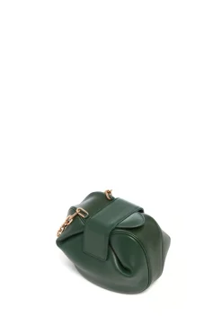 Soft Demi Clutch with Chain in English Green & Fluorescent Green Nappa Leather