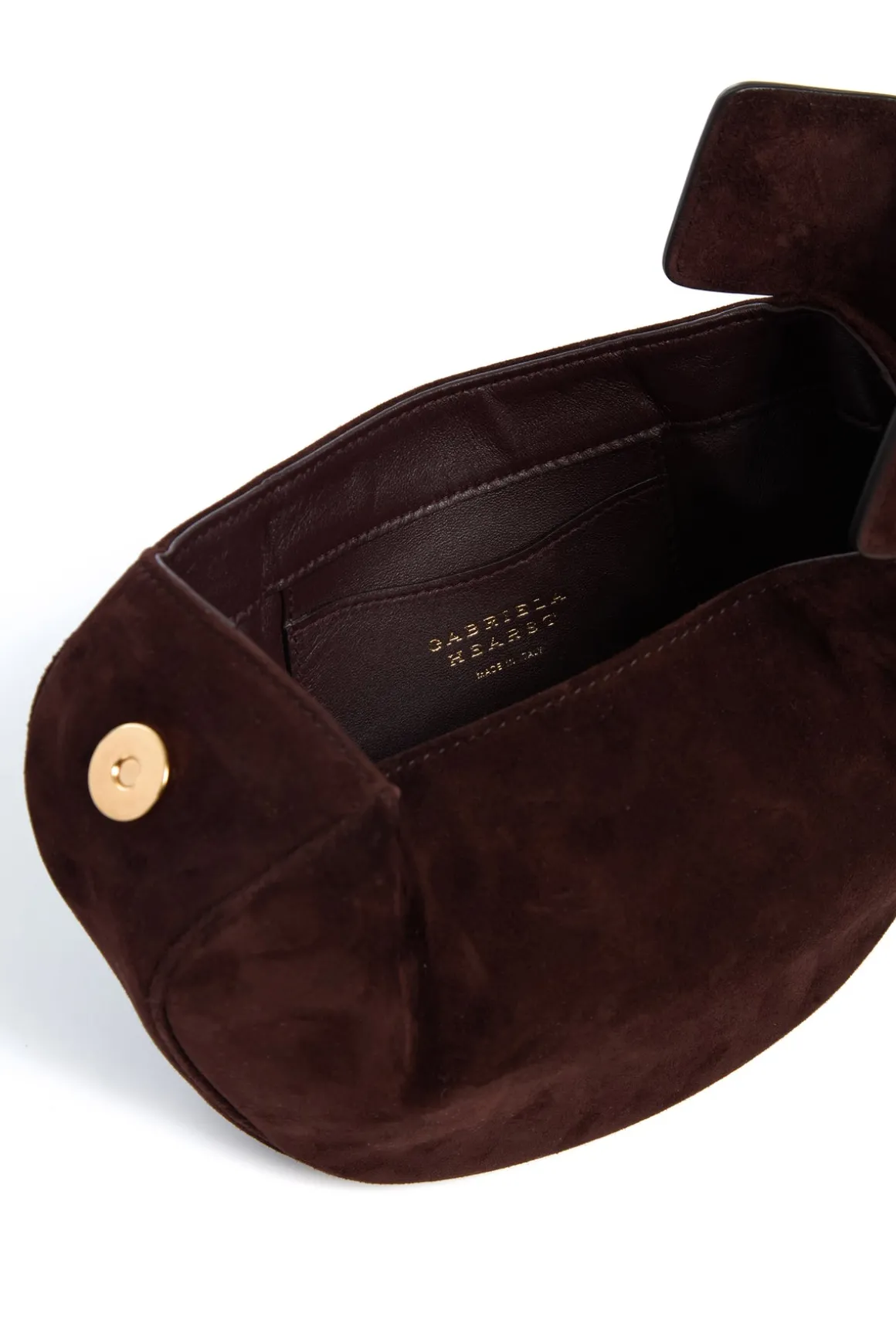Soft Demi Clutch with Chain in Dark Brown Suede