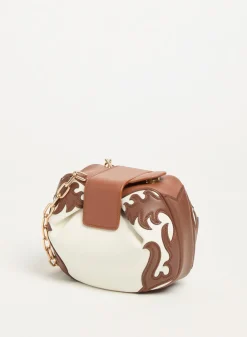 Soft Demi Western Clutch with Chain in Ivory Multi Nappa Leather
