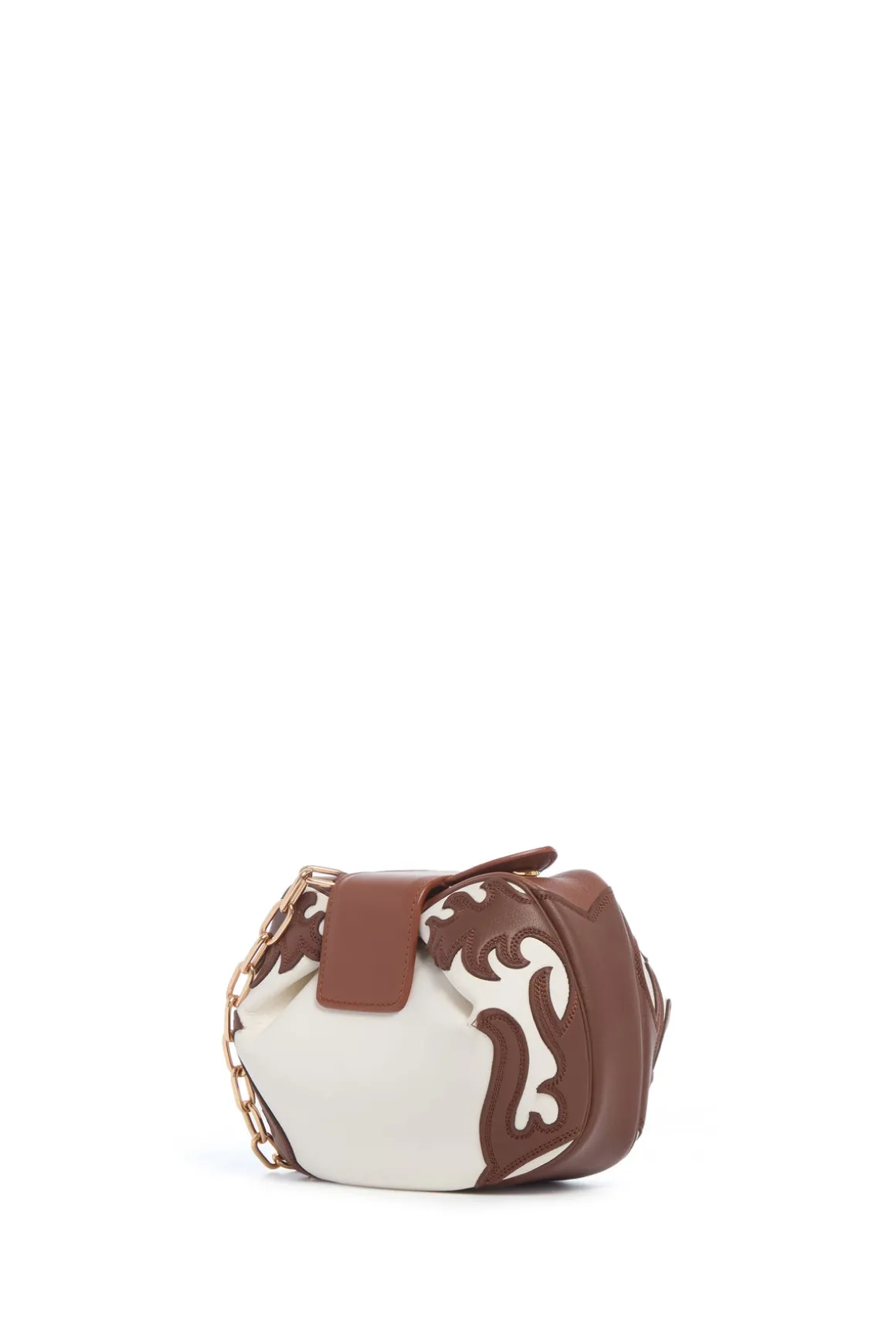 Soft Demi Western Clutch with Chain in Ivory Multi Nappa Leather