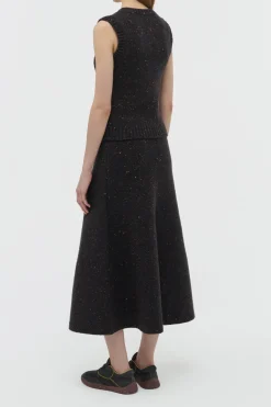 Solomon Knit Vest in Charcoal Multi Speckled Aran Cashmere