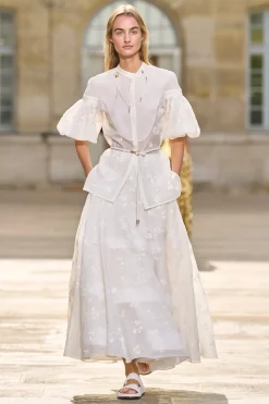 Sonya Mia's Flowers Maxi Skirt in Ivory Embroidered Silk Organza