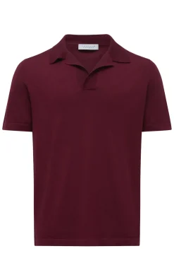 Stendhal Knit Short Sleeve Polo in Bordeaux Cashmere Silk
