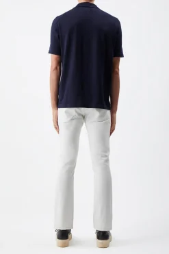 Stendhal Knit Short Sleeve Polo in Navy Cashmere