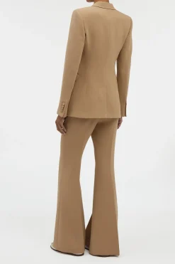 Stephanie Blazer in Camel Virgin Wool Crepe