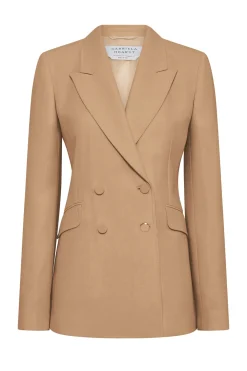 Stephanie Blazer in Camel Virgin Wool Crepe