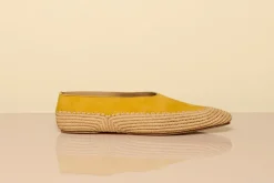 Strength Flat Shoe in Golden Birch Suede & Natural Raffia