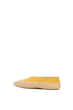 Strength Flat Shoe in Golden Birch Suede & Natural Raffia
