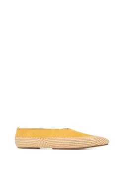 Strength Flat Shoe in Golden Birch Suede & Natural Raffia