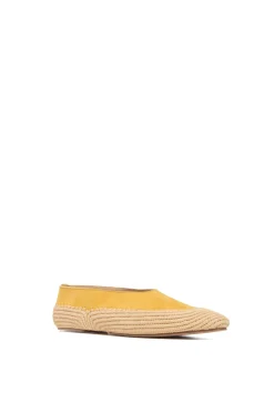 Strength Flat Shoe in Golden Birch Suede & Natural Raffia
