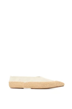 Strength Flat Shoe in Ivory Suede & Natural Raffia