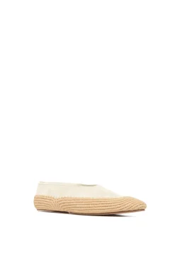 Strength Flat Shoe in Ivory Suede & Natural Raffia
