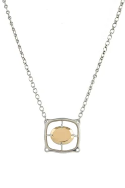 Sun Pendant Necklace in 18K Yellow Gold & Platinum