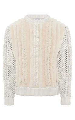 Talus Knit Pullover in Ivory Cashmere & Shearling