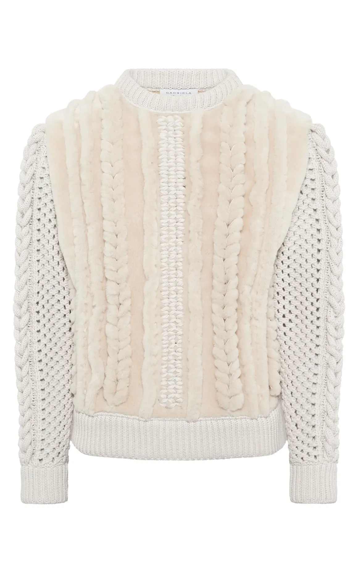 Talus Knit Pullover in Ivory Cashmere & Shearling