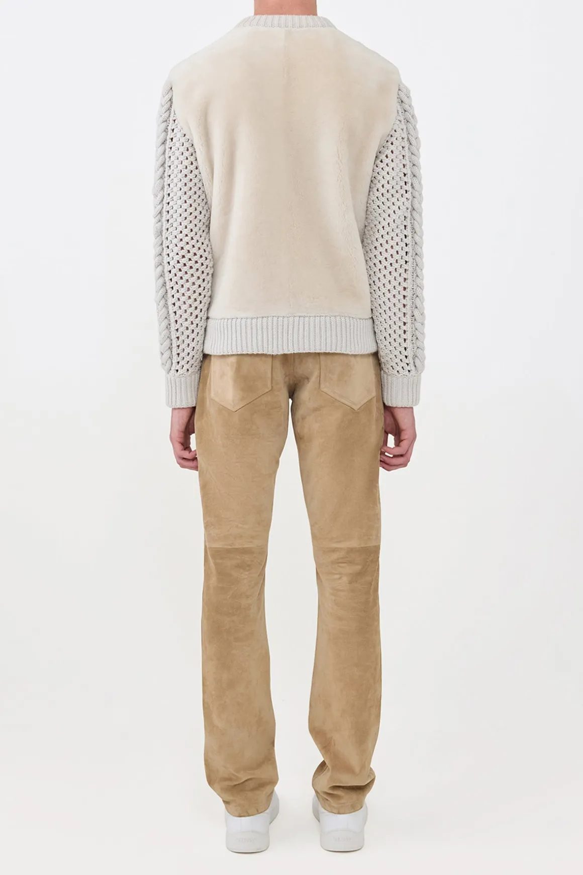 Talus Knit Pullover in Ivory Cashmere & Shearling
