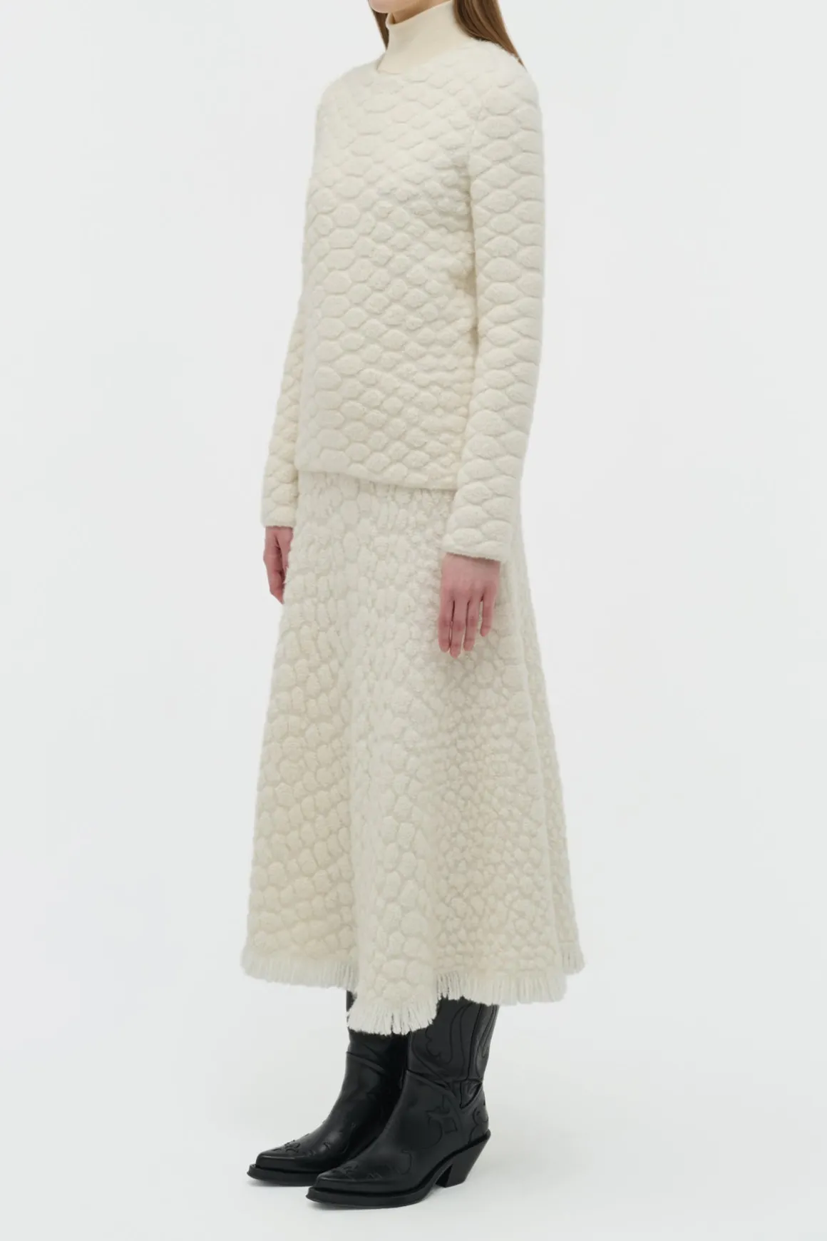 Tansey Knit Sweater in Ivory Cashmere