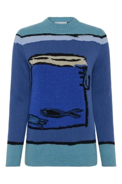 Tarikel Knit Sweater in Water Multi Cashmere
