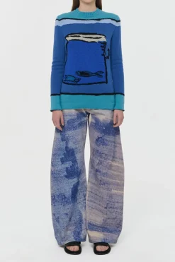 Tarikel Knit Sweater in Water Multi Cashmere