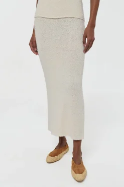 Terranova Knit Maxi Skirt in Off White Mulberry Silk