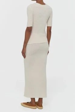 Terranova Knit Maxi Skirt in Off White Mulberry Silk