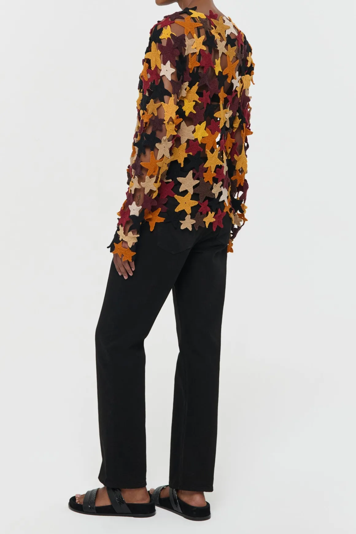 Thalor Crochet Stars Sweater in Multi Cashmere