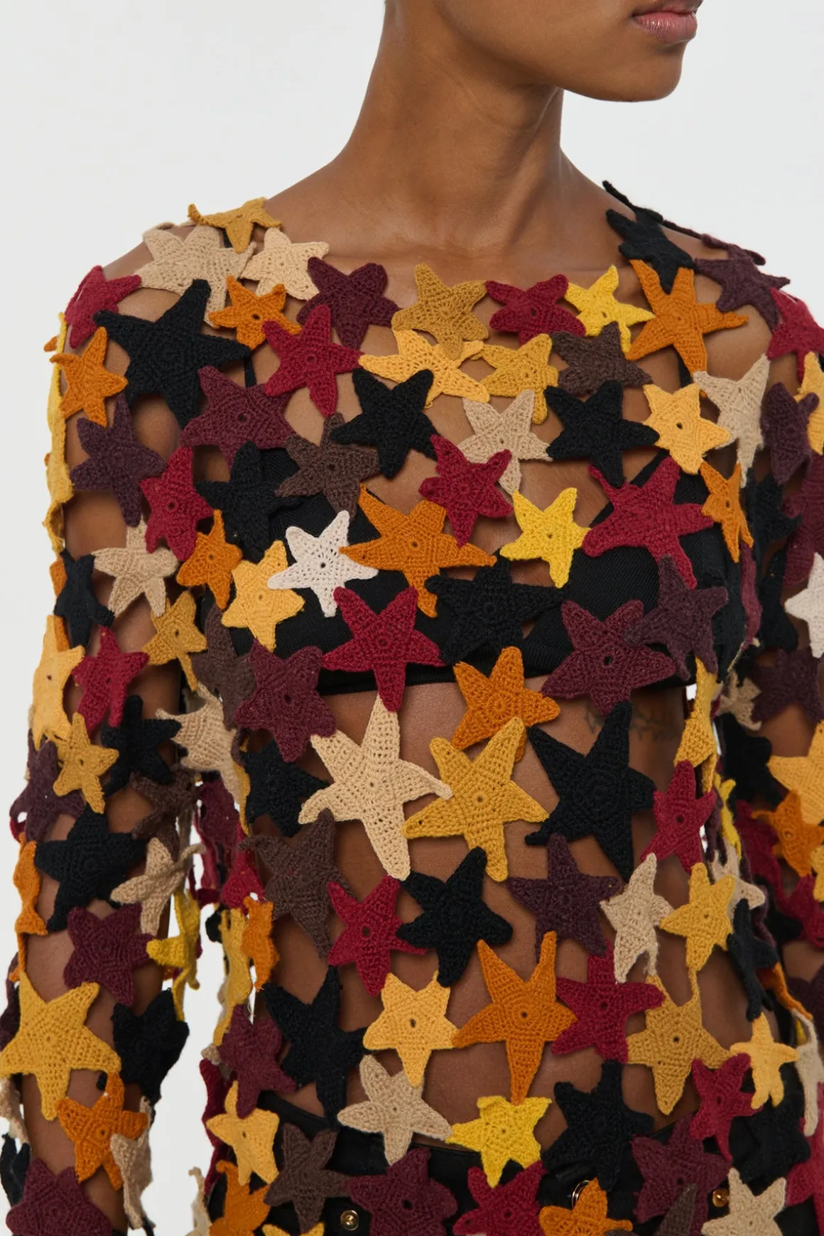 Thalor Crochet Stars Sweater in Multi Cashmere