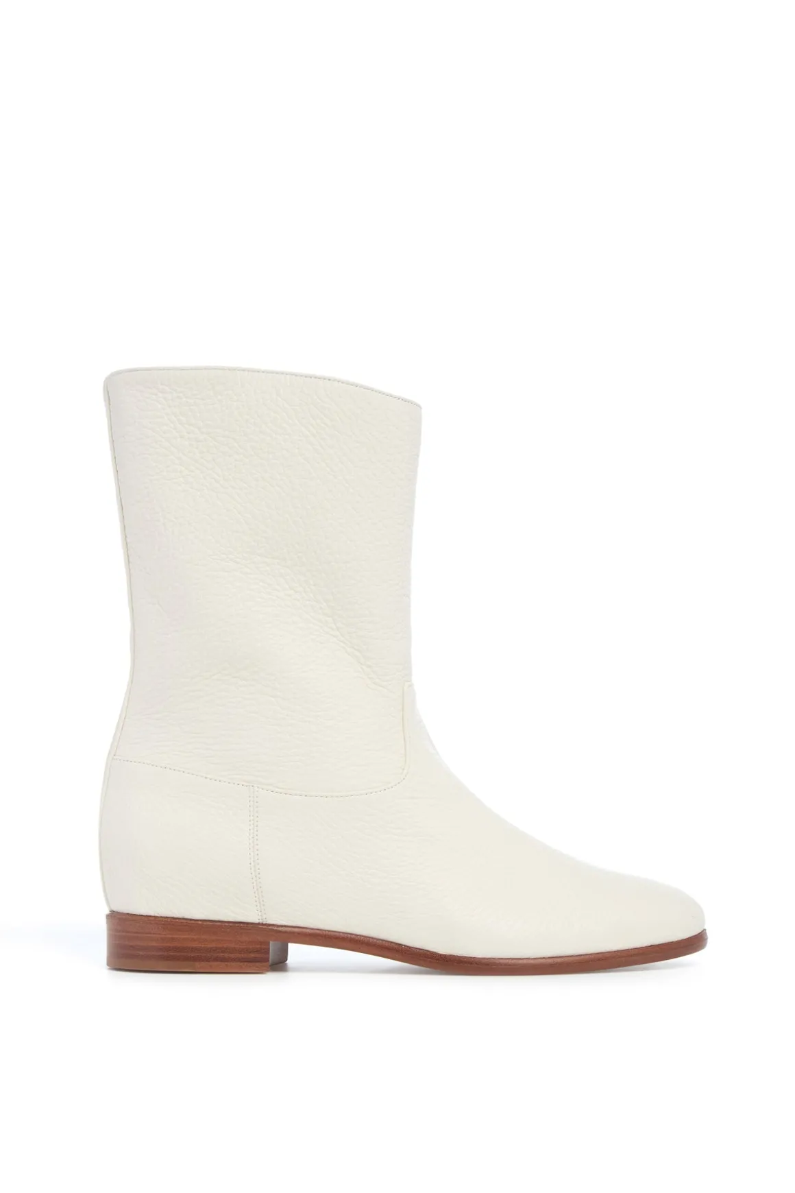 Tina Ankle Boot in Ivory Textured Leather