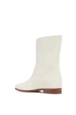 Tina Ankle Boot in Ivory Textured Leather