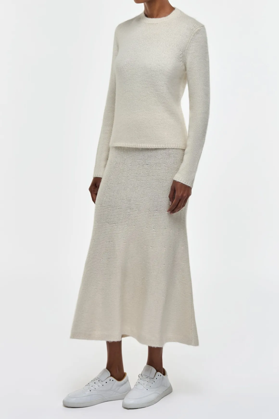 Titus Knit Sweater in Ivory Cashmere