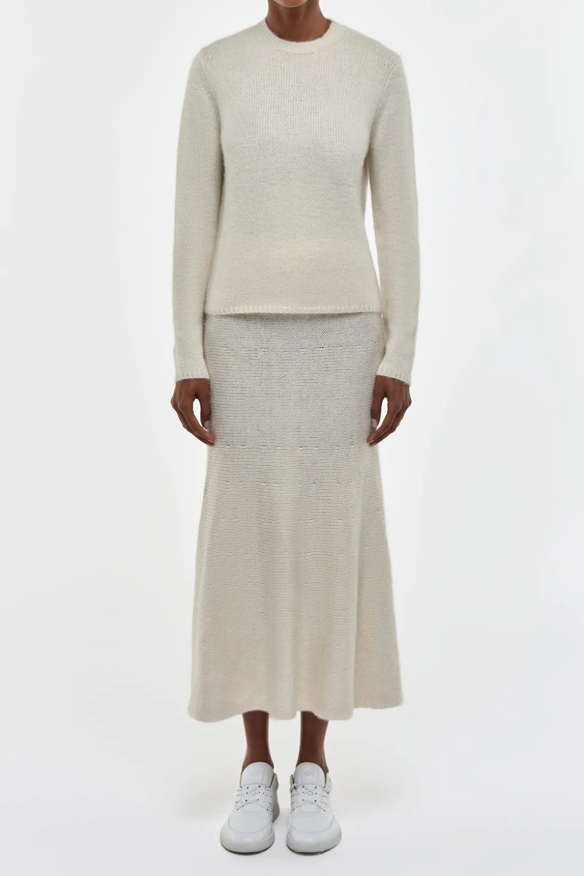 Titus Knit Sweater in Ivory Cashmere