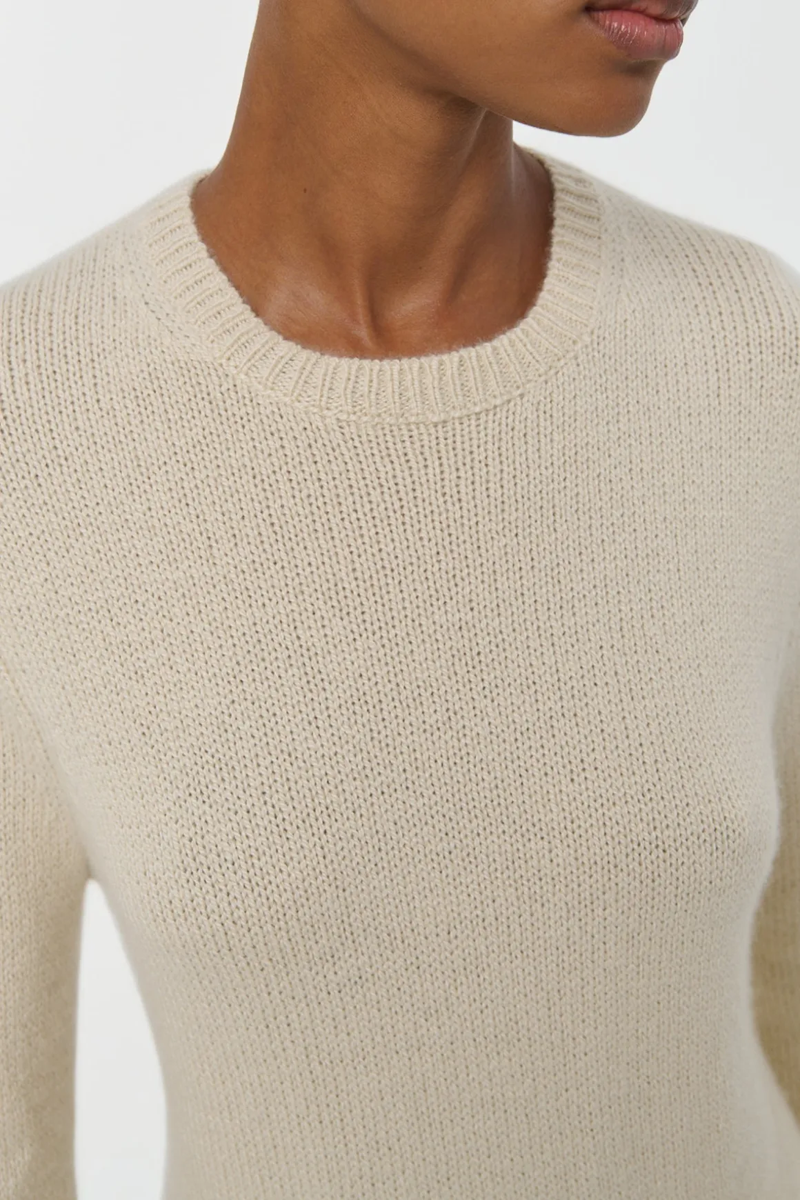 Titus Knit Sweater in Off White Cashmere