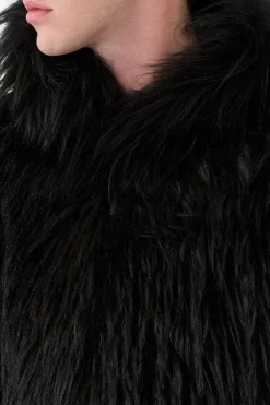 Tom Hoody Jacket in Black Cashmere Shearling