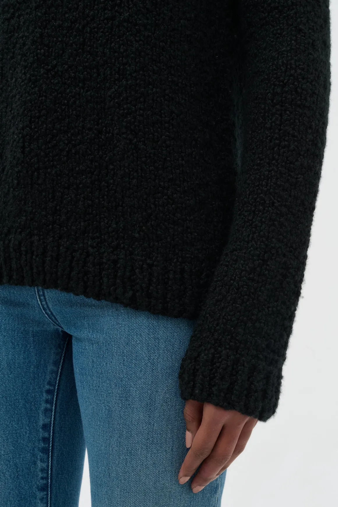 Typhon Knit Sweater in Black Cashmere Boucle