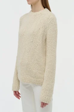 Typhon Knit Sweater in Ivory Cashmere Boucle