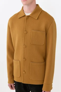 Ulu Chore Jacket in Yellow Ochre Double-face Recycled Cashmere