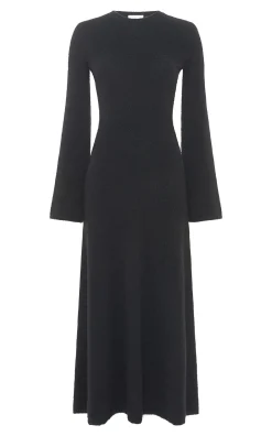 Uriel Knit Maxi Dress in Black Brushed Cashmere