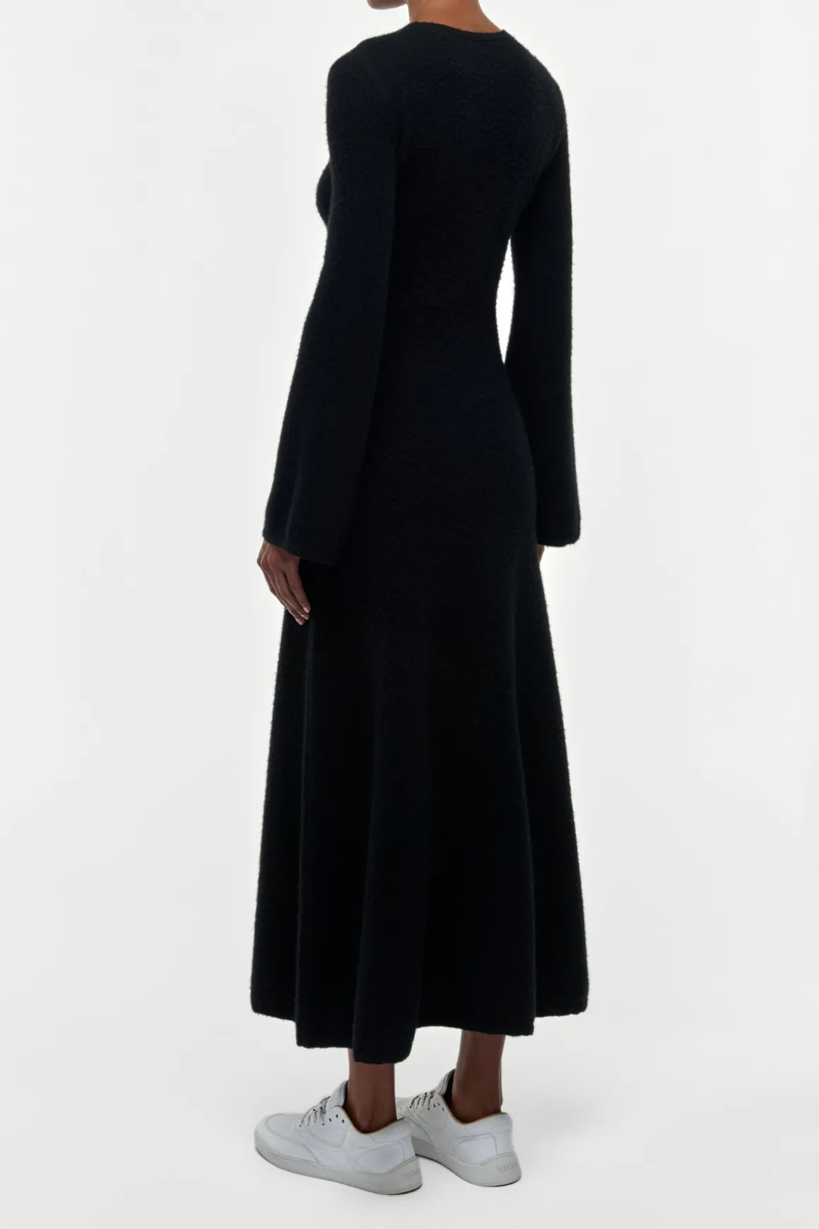 Uriel Knit Maxi Dress in Black Brushed Cashmere