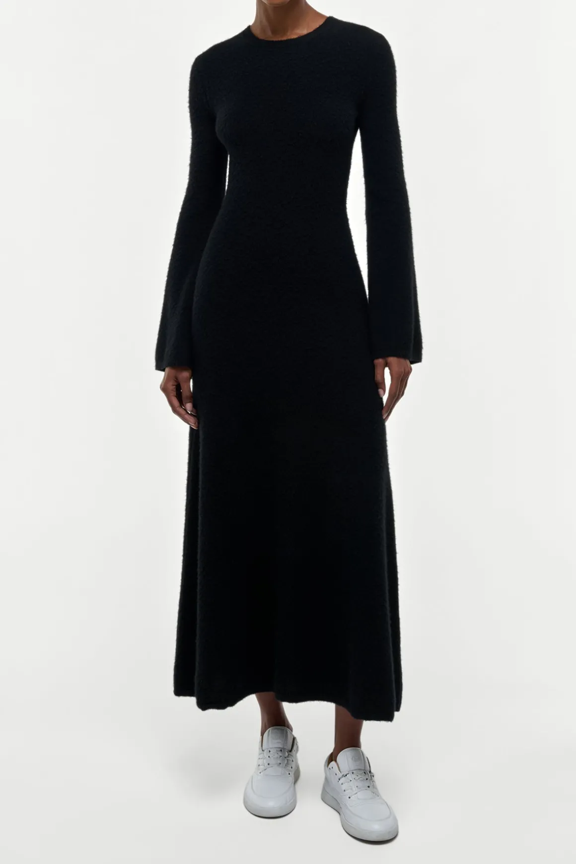 Uriel Knit Maxi Dress in Black Brushed Cashmere