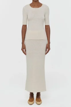 Valentia Knit T-Shirt in Off White Mulberry Silk
