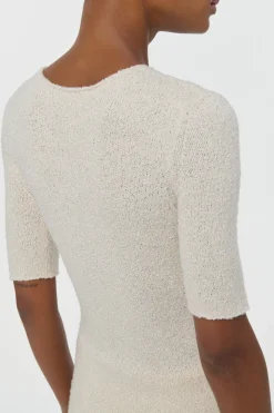 Valentia Knit T-Shirt in Off White Mulberry Silk